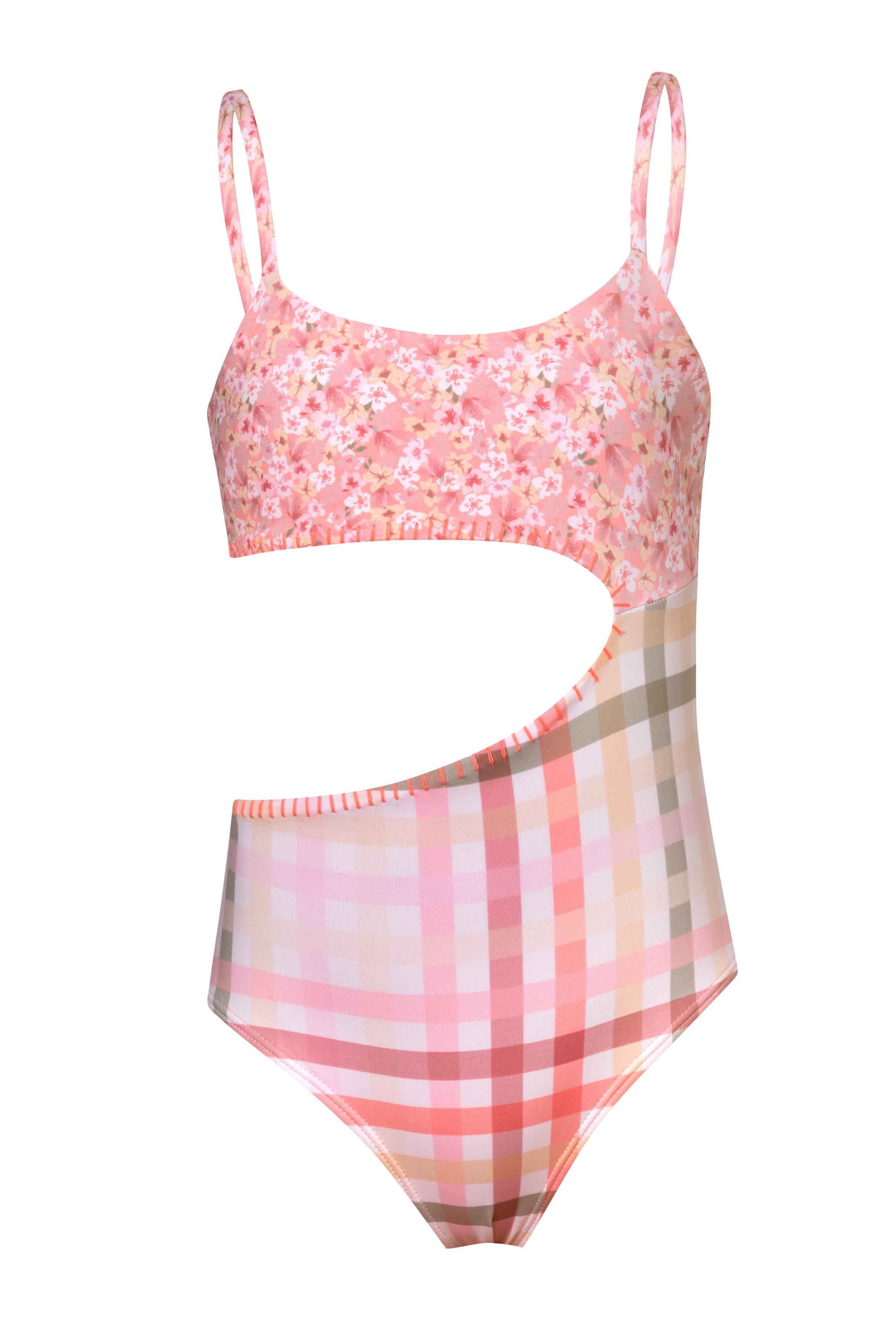 Let's Split  -  Gingham Cream One Piece  (FINAL SALE)