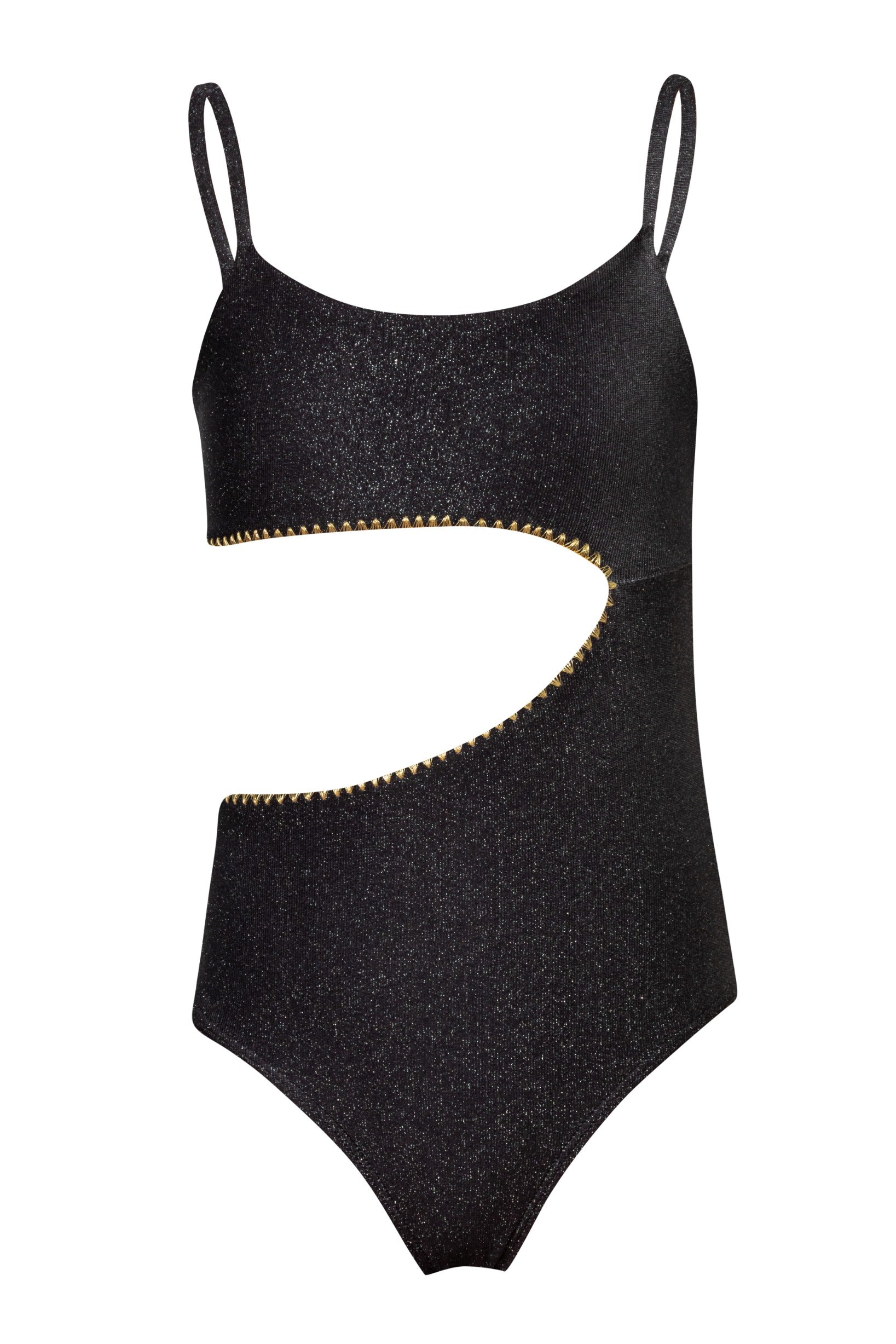 Let's Split - Black Glitter  One Piece (FINAL SALE)