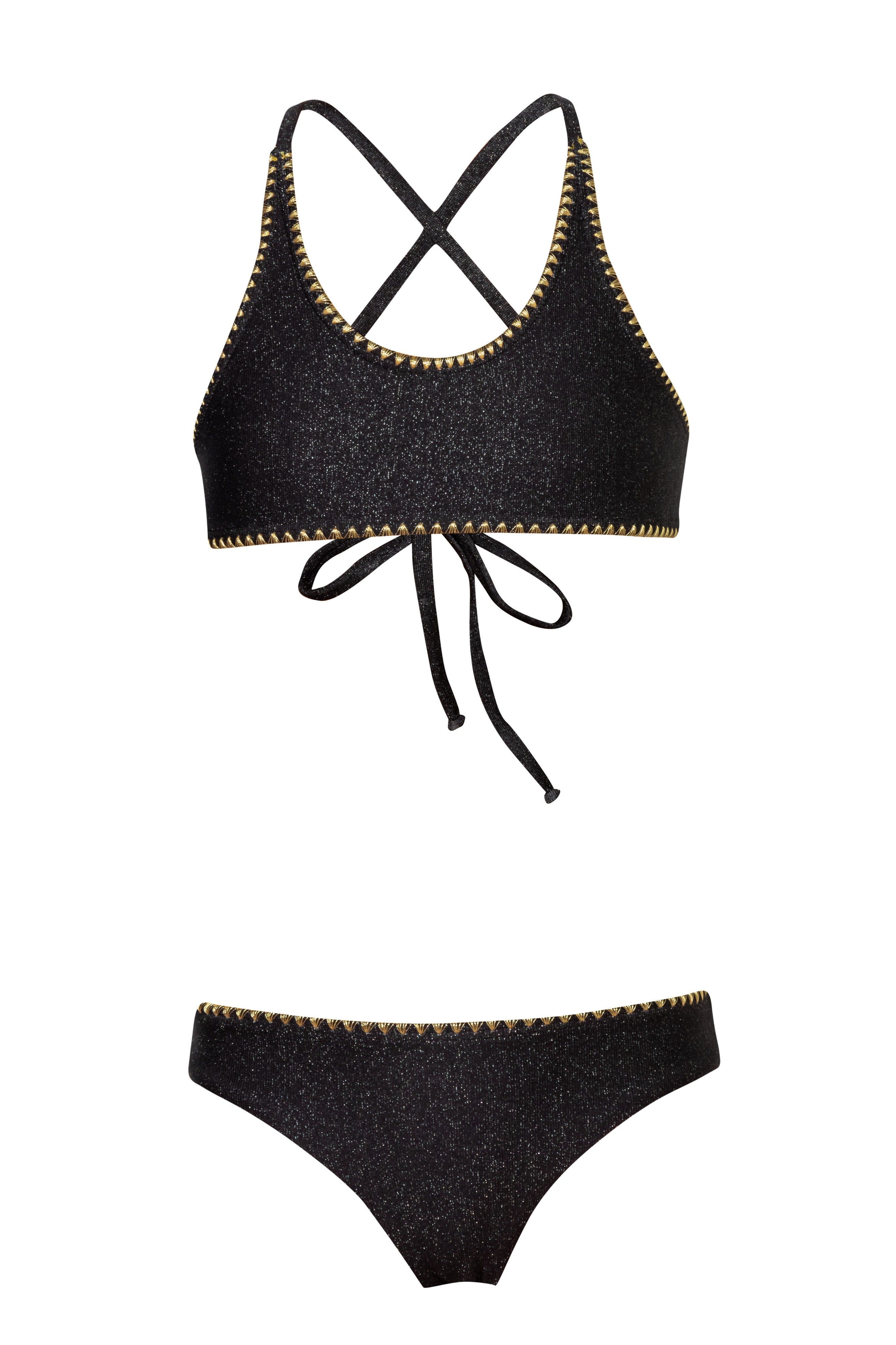 Front Row - Black Glitter Bikini Set (FINAL SALE)