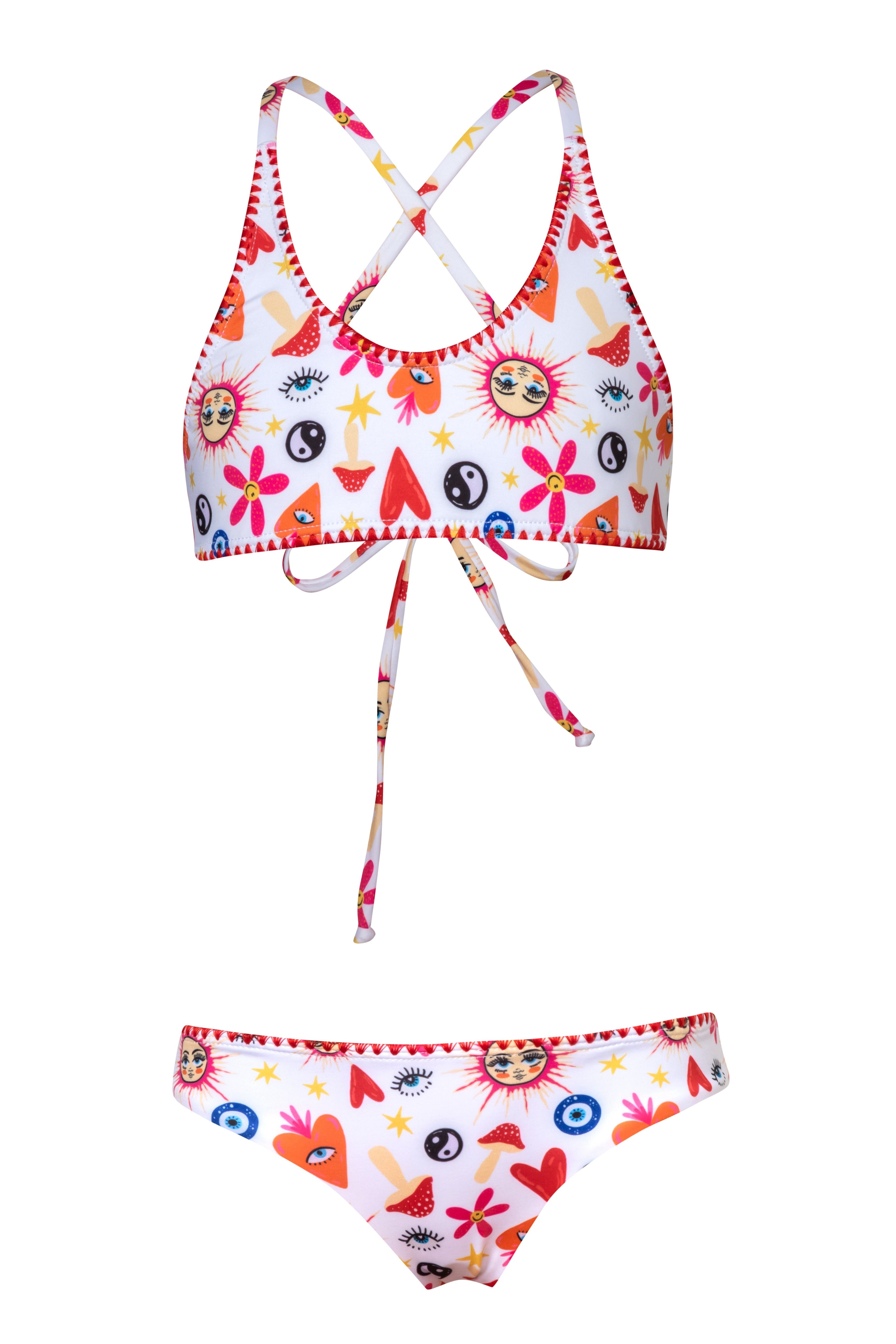 Stitched - Happy Hippie White Bikini Set (FINAL SALE)