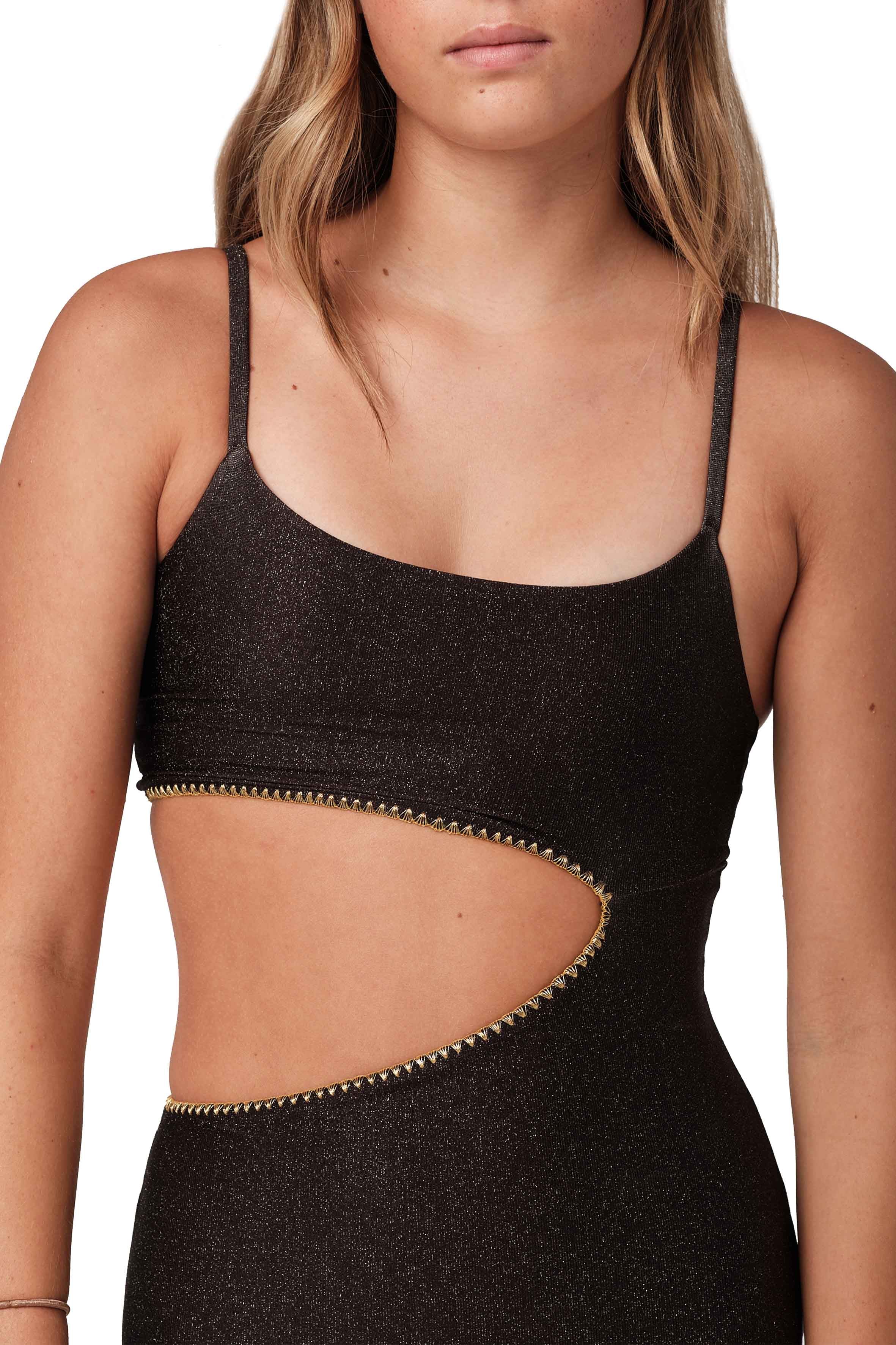 Let's Split - Black Glitter  One Piece (FINAL SALE)
