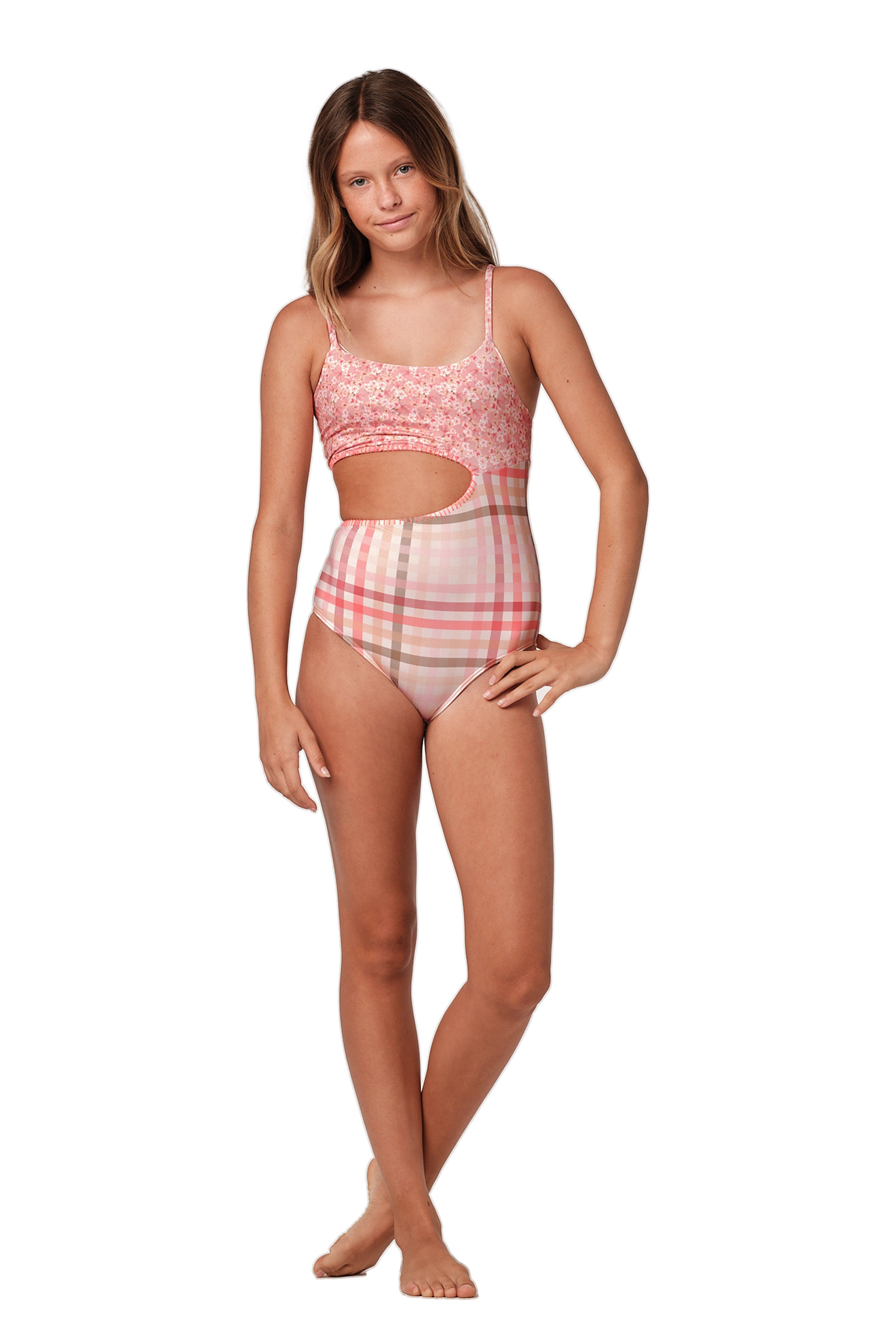 Let's Split  -  Gingham Cream One Piece  (FINAL SALE)