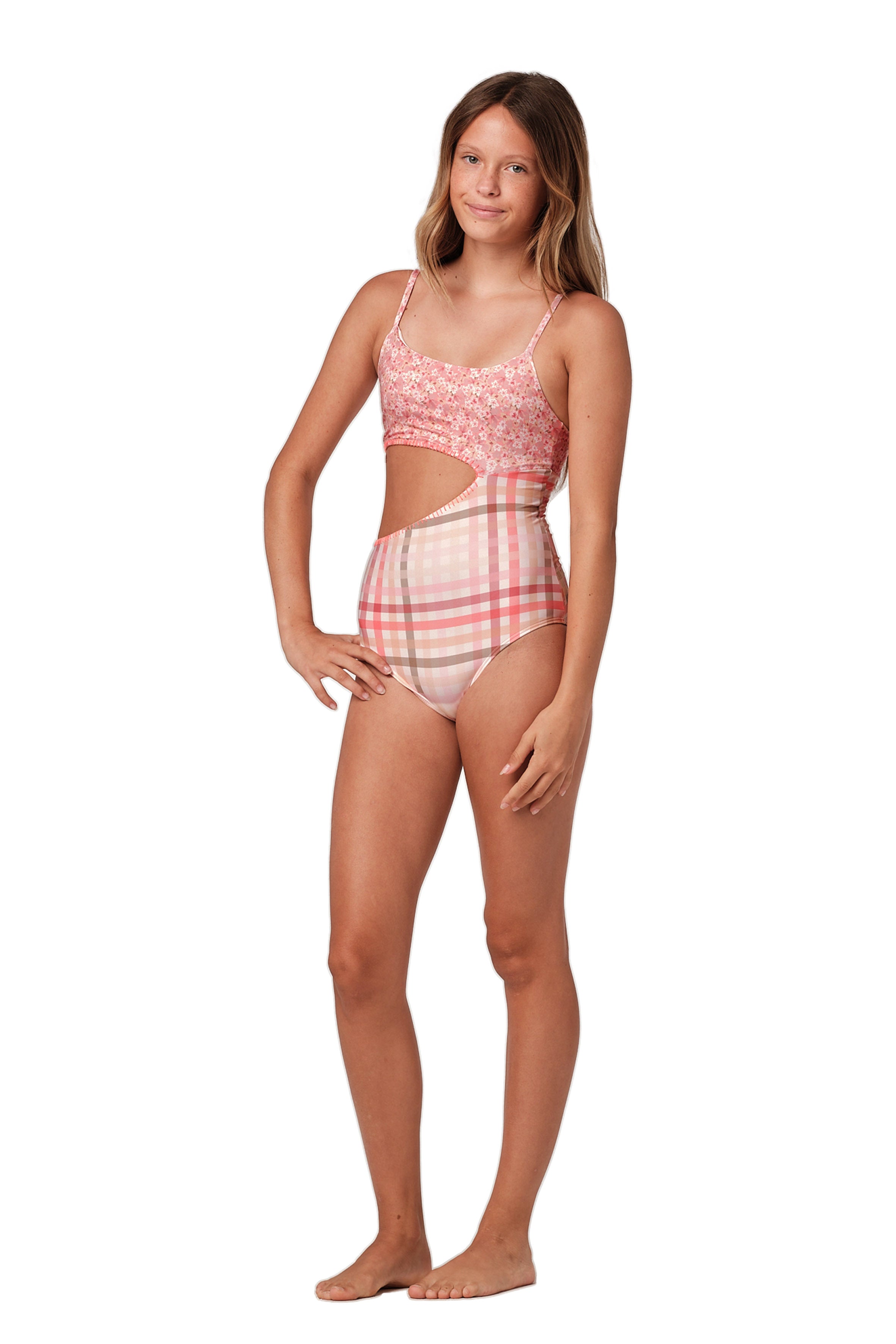Let's Split  -  Gingham Cream One Piece  (FINAL SALE)