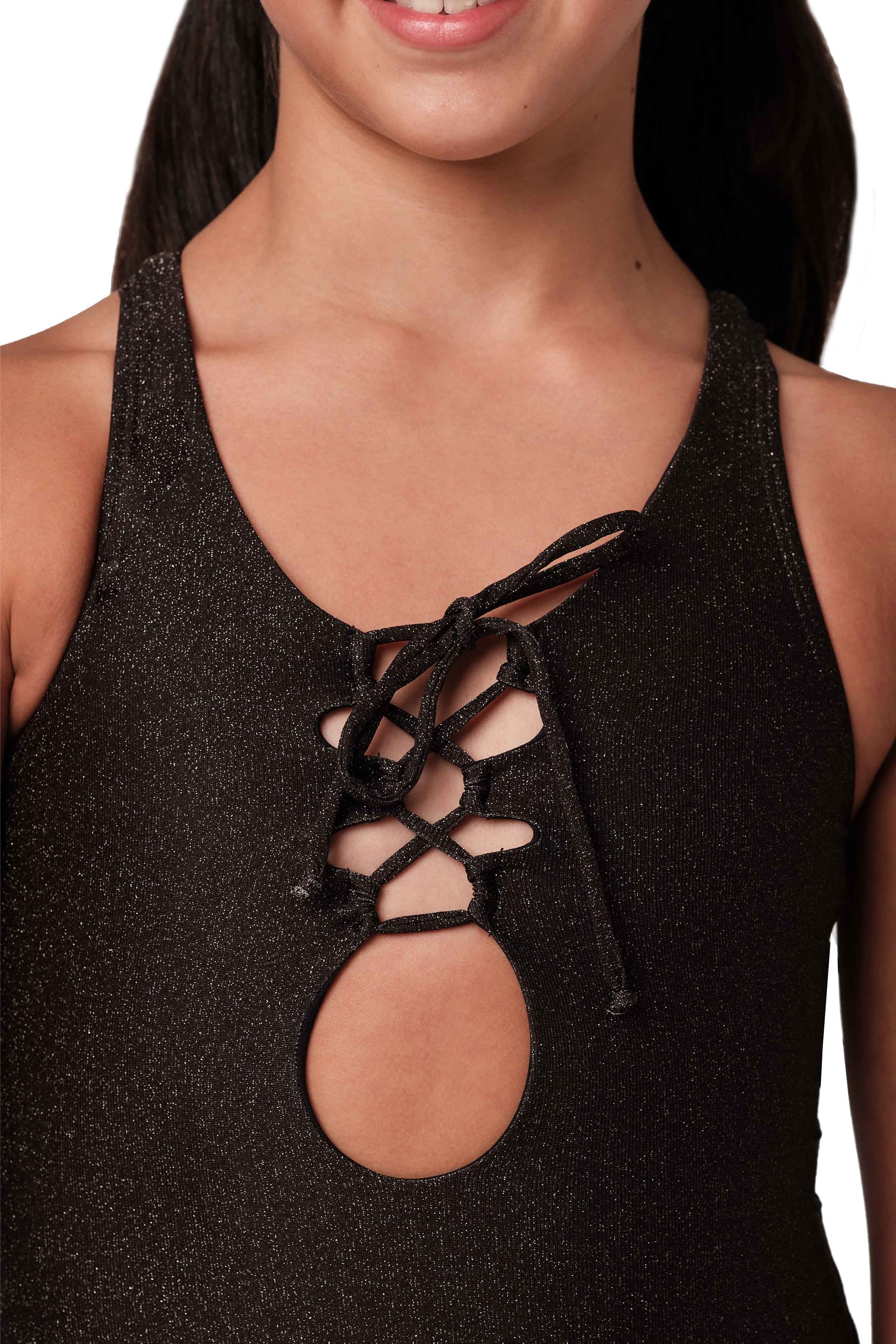 Sleek - Black Glitter One Piece (FINAL SALE)