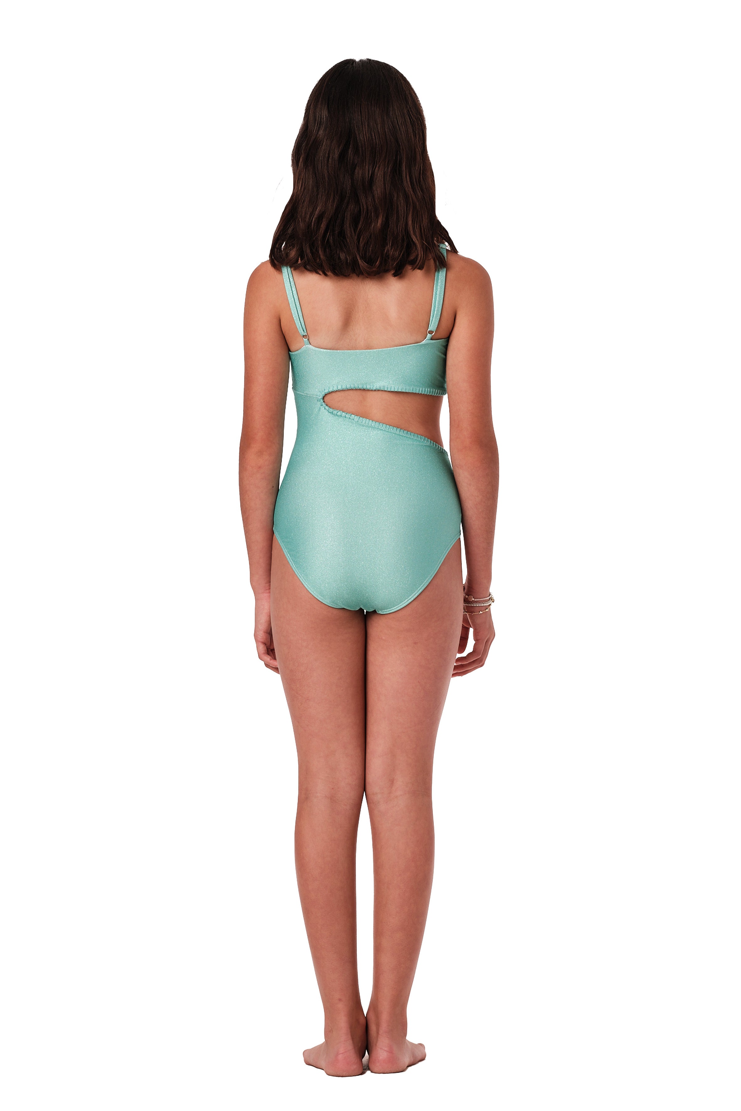 Let's Split - Aqua Glitter One Piece  (FINAL SALE)
