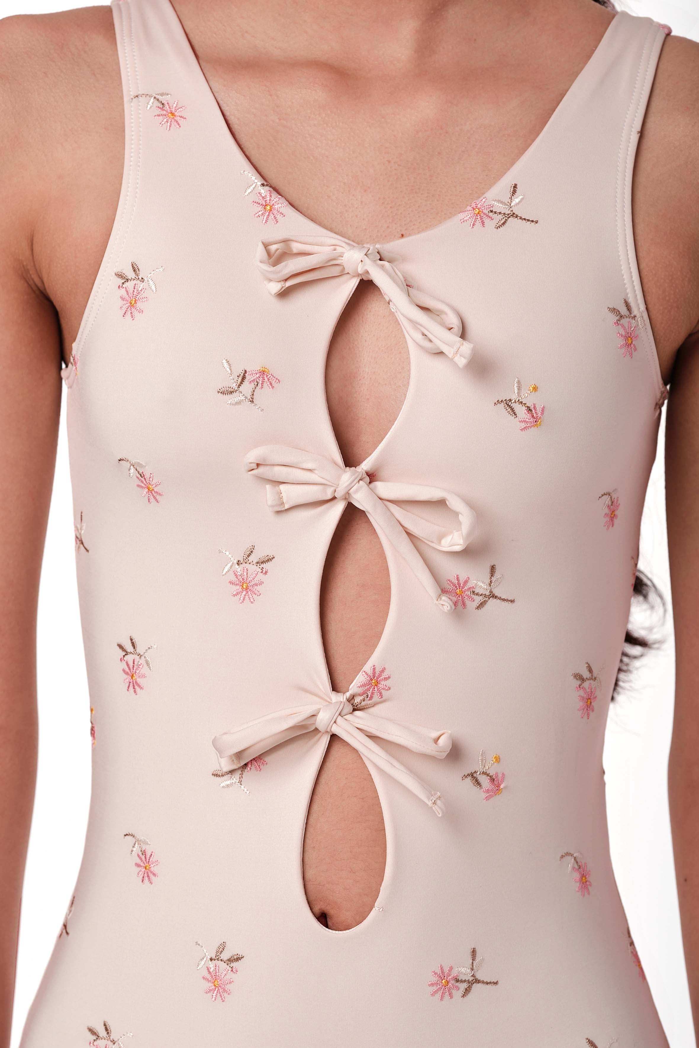 Tiny Tie - Mini Garden Cream One Piece