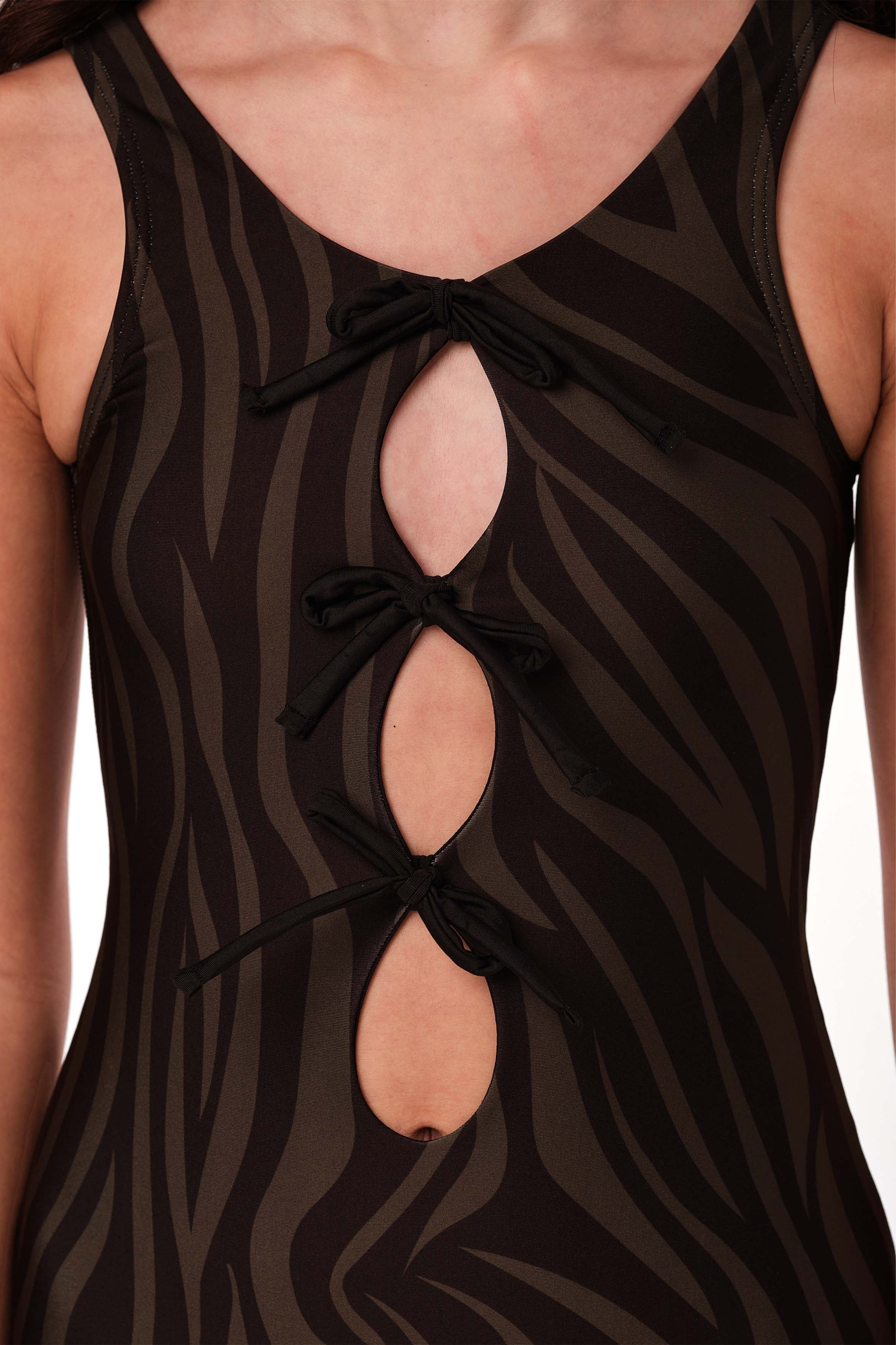 Tiny Tie - Zebra Olive One Piece