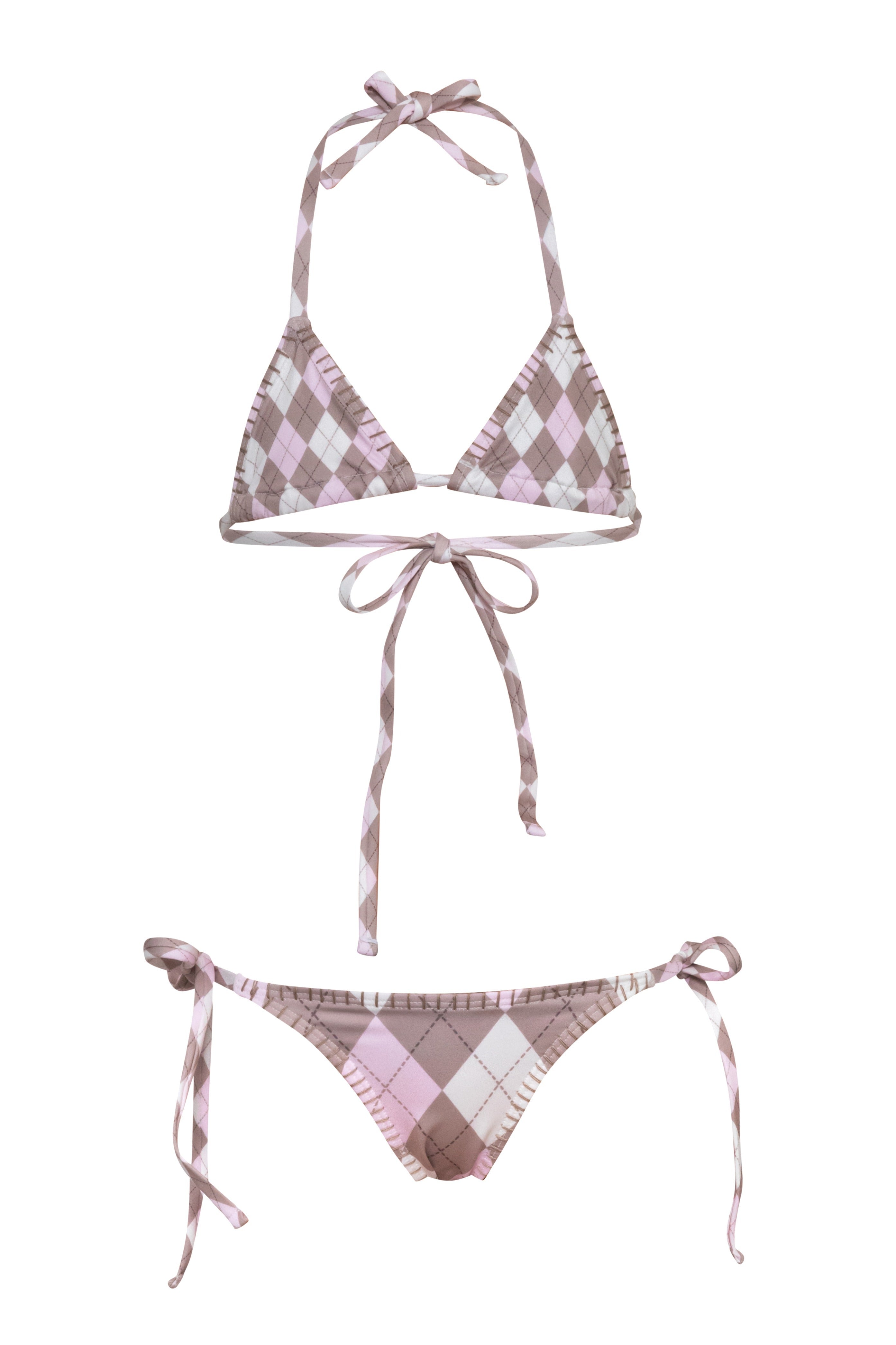 The String - Argyle Pink Bikini Set