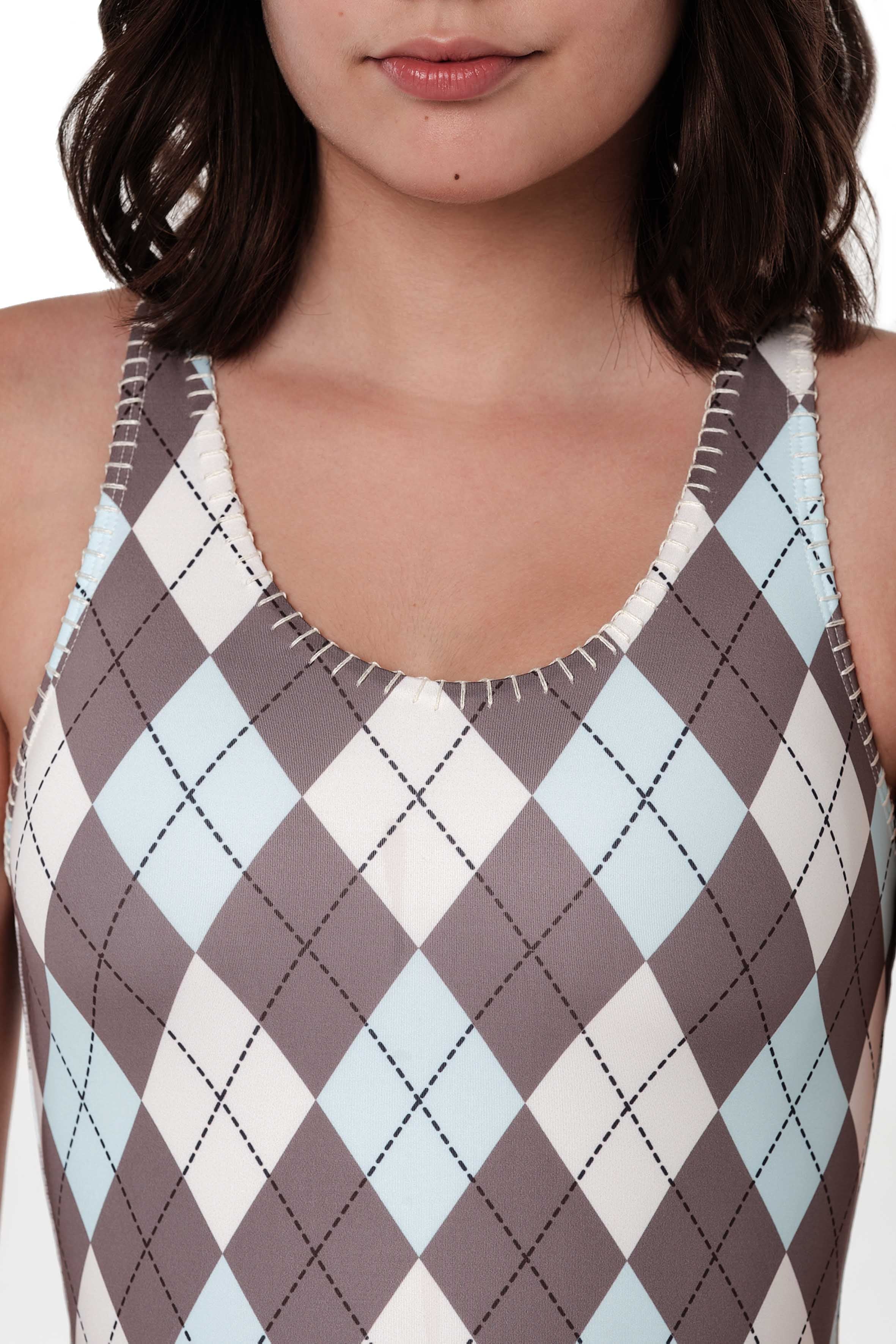 Not Too Basic - Argyle Sky One Piece