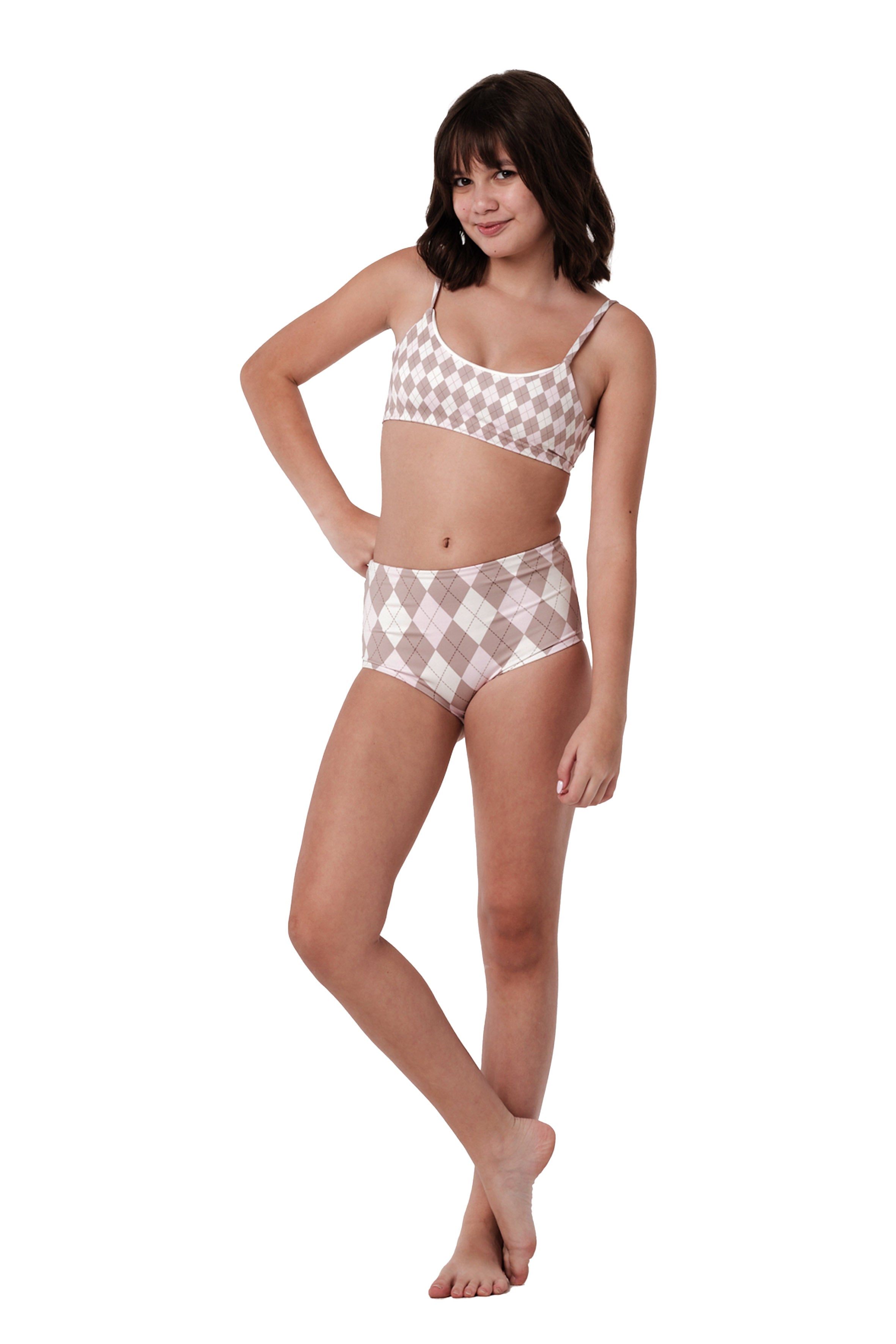Highs and Lows - Argyle Pink Bikini Set