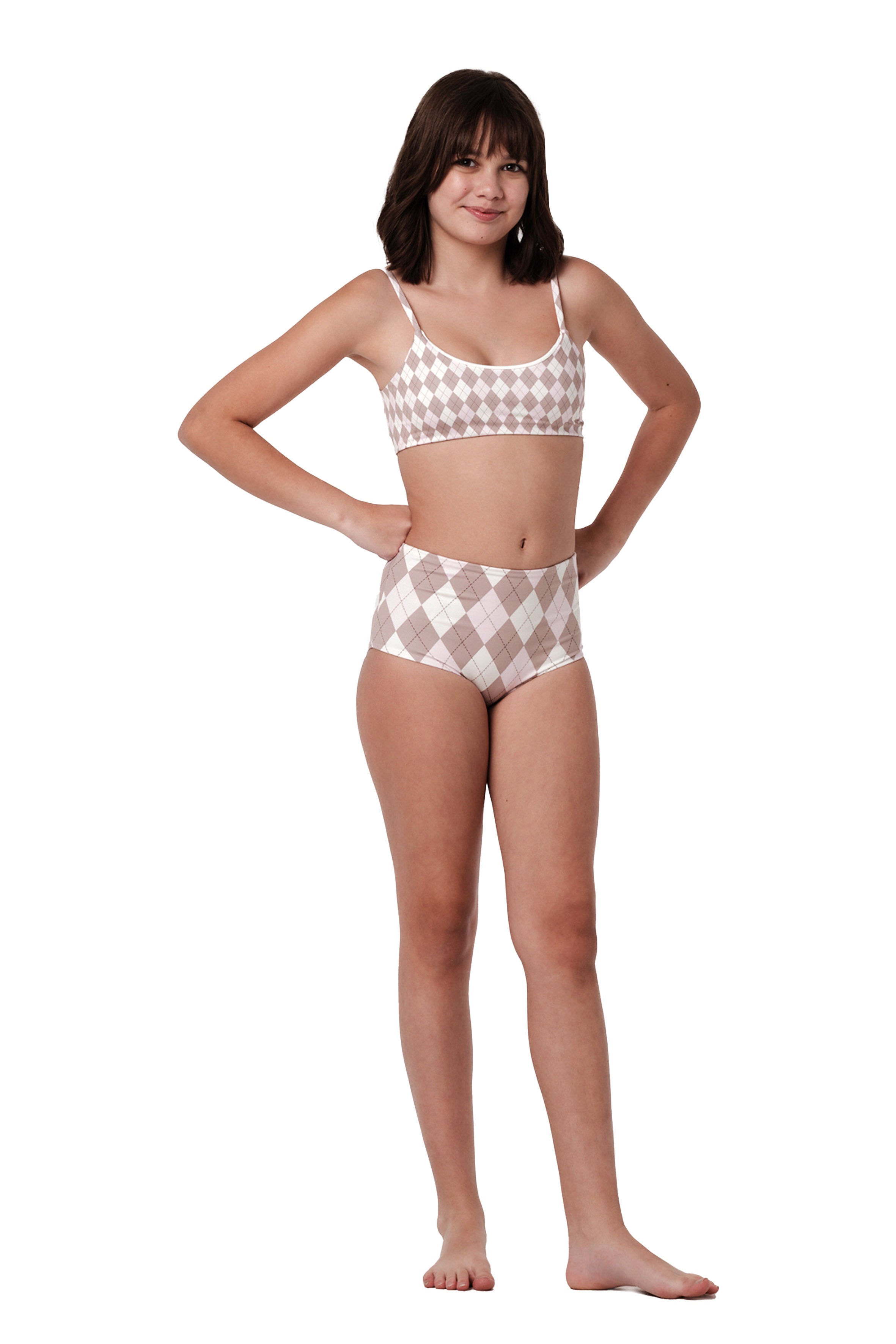 Highs and Lows - Argyle Pink Bikini Set