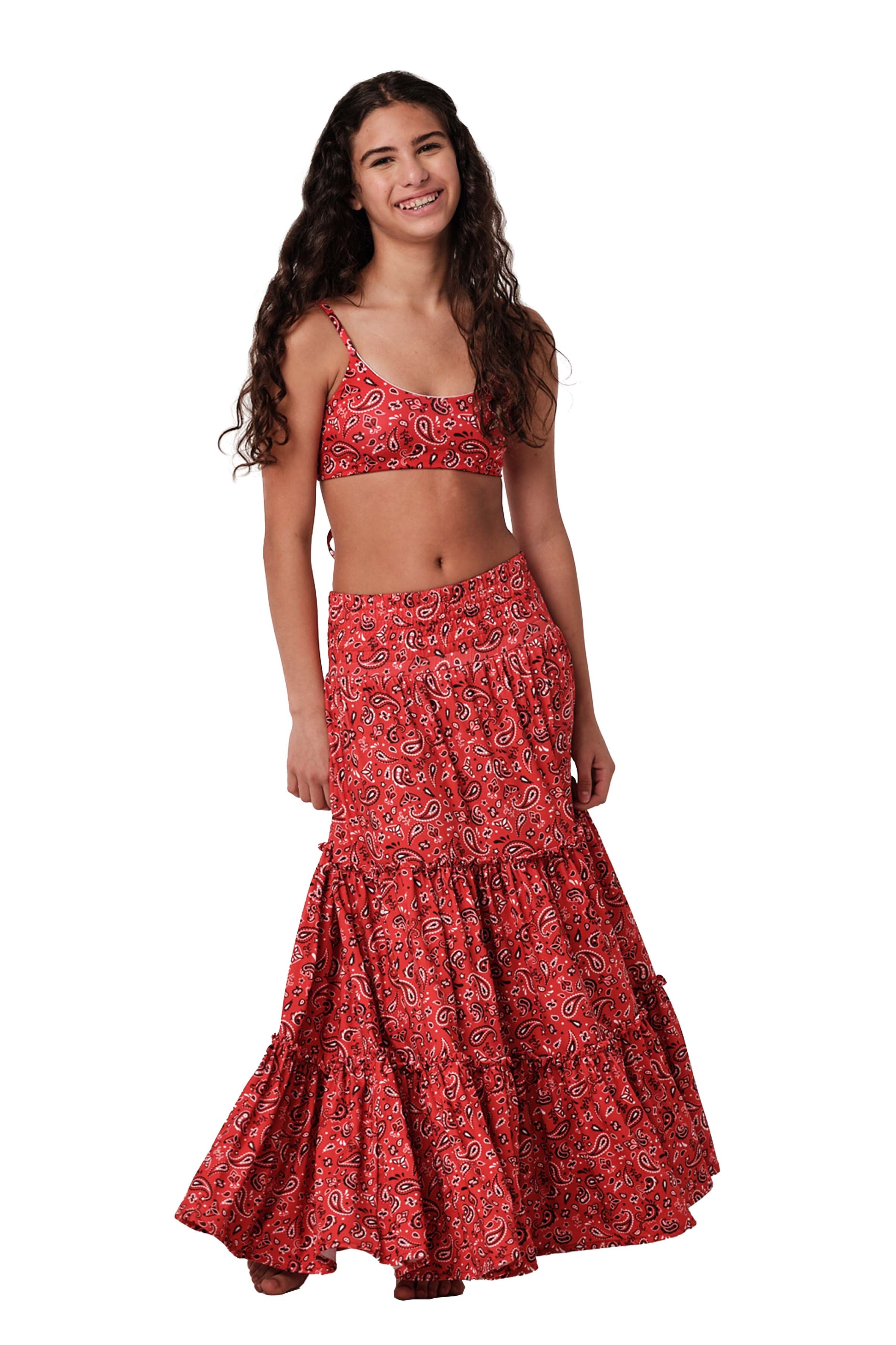 Just Flow - Bandana Red Long Skirt Cover Up