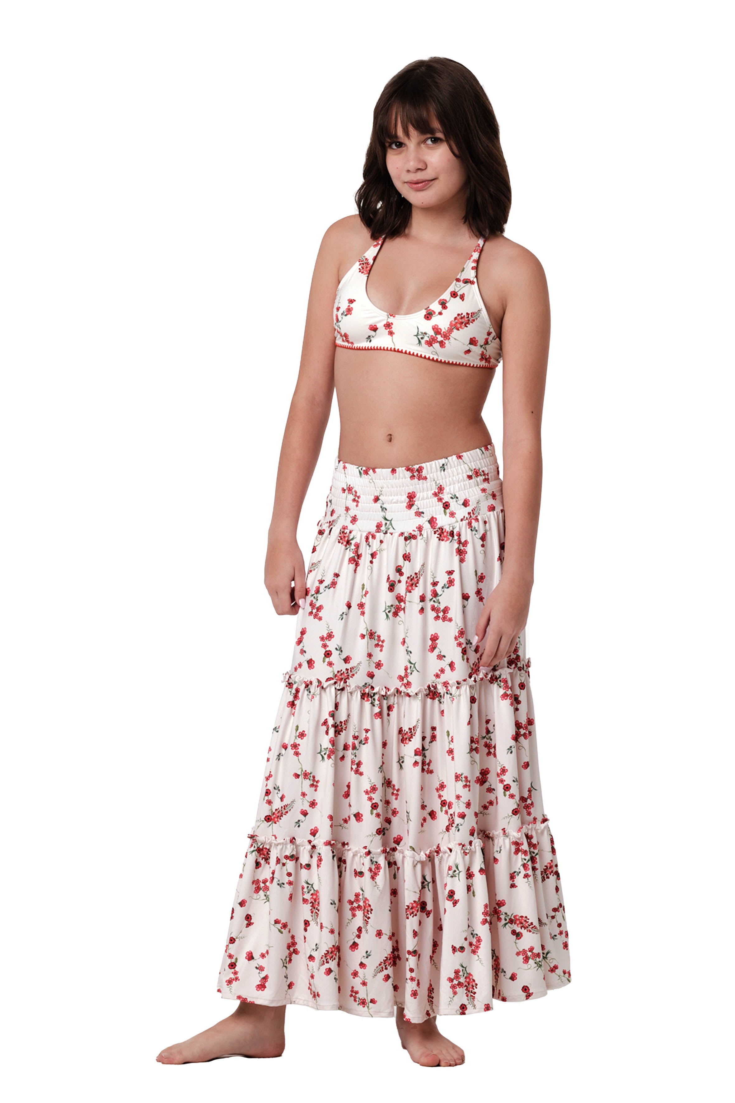 Just Flow - Fresia Red Long Skirt Cover Up
