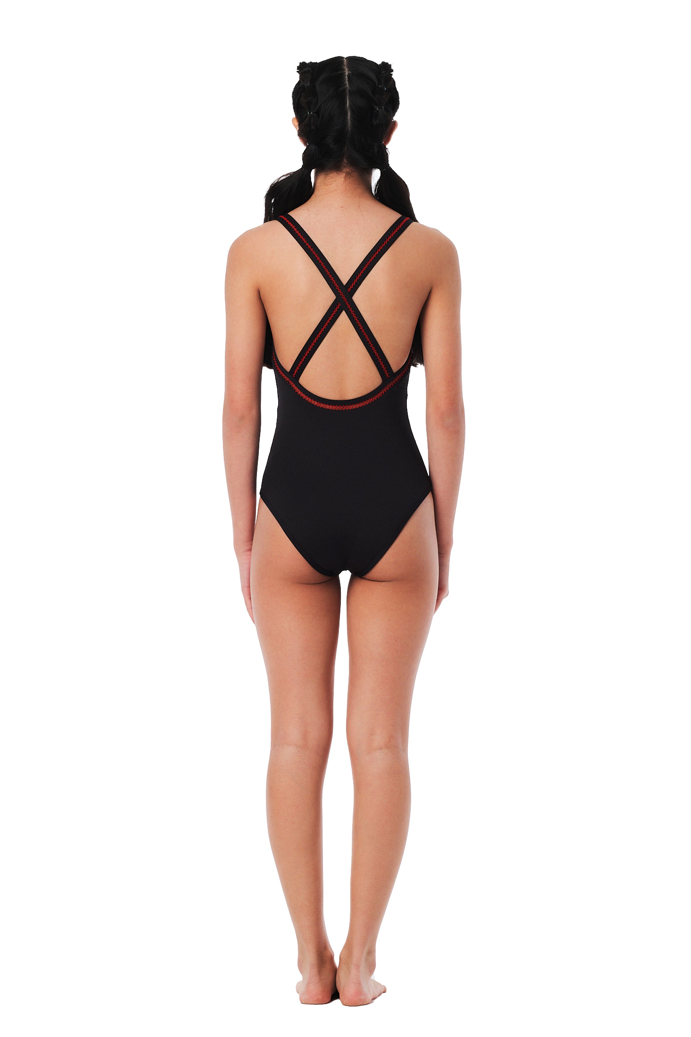 Crossed -  Cherry Black One Piece